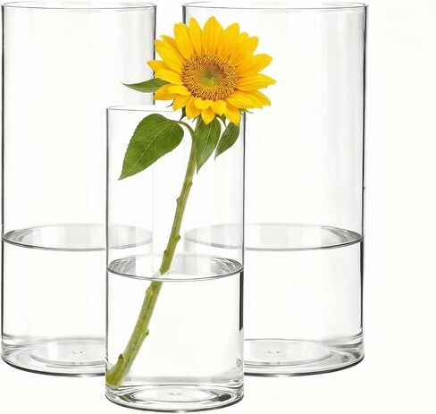Tall Clear Acrylic Cylinder Vase Set, 2 Pack Shatterproof Plastic Vases (3.9"x15.7", 4.7"x15.7") for Long Stem Flowers & Wedding in Saudi Arabia