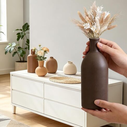 Small Ceramic Flower Vase Set, 5 Pack Modern Decorative Vases, Farmhouse Style Ornaments for Living Room, Kitchen, Bedroom, Party, Wedding in Kuwait
