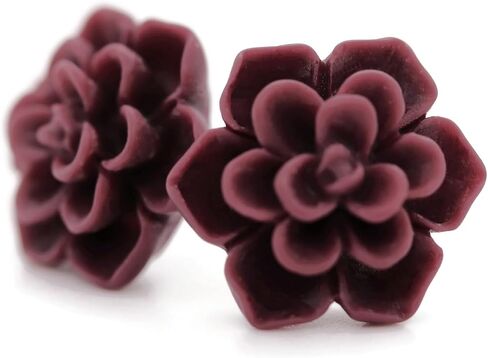 Titanium Succulent Stud Earrings for Sensitive Ears, Hypoallergenic Nickel-Free in Kuwait