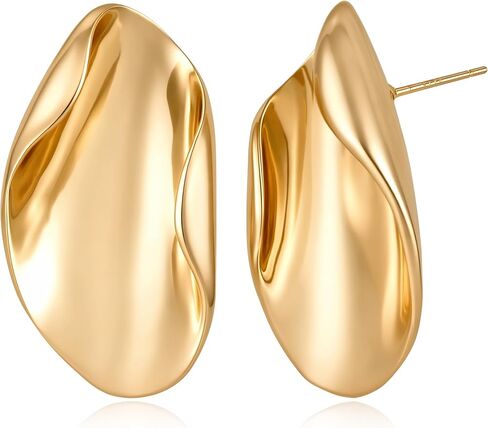 HANRESHE Chunky Gold Statement Earrings For Women Gold Flower Leaf Stud Earrings Floral Dangle Stud Earrings Trendy Jewelry Gift in Saudi Arabia