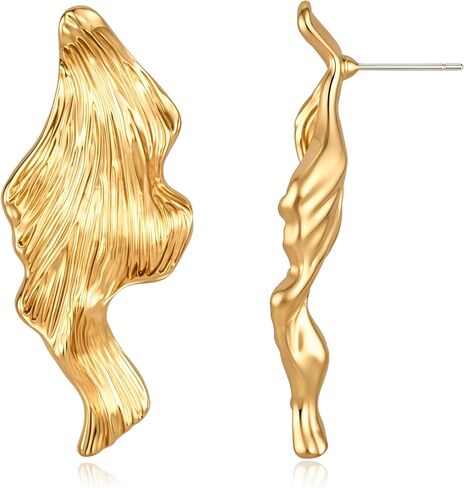 HANRESHE Chunky Gold Statement Earrings For Women Gold Flower Leaf Stud Earrings Floral Dangle Stud Earrings Trendy Jewelry Gift in Saudi Arabia
