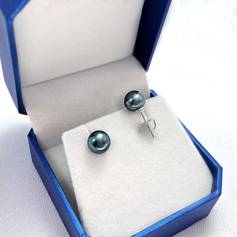Black Pearl Stud Earrings, Akoya Cultured Pearl in 925 Sterling Silver, Hypoallergenic & Security Screw Backing, Jewelry Gifts for Women, 8-8.5mm in Saudi Arabia