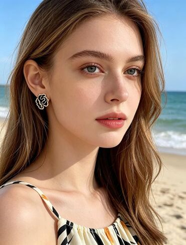 Lhysh Rose Flower Stud Earrings for Women Flower Sterling Silver Post Earrings Hypoallergenic Earrings Cute Studs For Her Nickel Free in Saudi Arabia