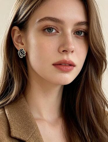 Lhysh Rose Flower Stud Earrings for Women Flower Sterling Silver Post Earrings Hypoallergenic Earrings Cute Studs For Her Nickel Free in Saudi Arabia