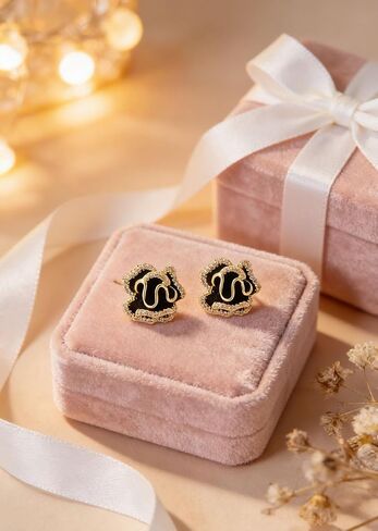 Lhysh Rose Flower Stud Earrings for Women Flower Sterling Silver Post Earrings Hypoallergenic Earrings Cute Studs For Her Nickel Free in Saudi Arabia