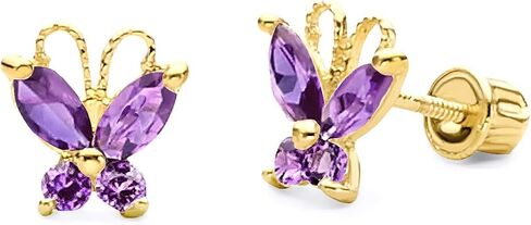 14k Yellow Gold Butterfly Stud Earrings with Screw Back in Kuwait