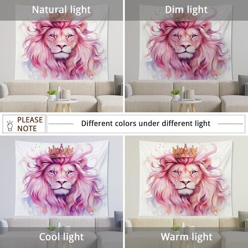 Royal Lion Nature Peach Wall Tapestry, Elegant Decorative for Bedroom, Living Room, Dorm, Bohemian Aesthetic Tapestries for All Seasons 40x60 Inch in Kuwait
