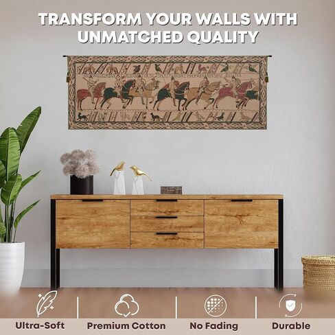 C Charlotte Home Furnishings Inc Bayeux William's Troops Belgian Tapestry Wall Hanging | Viscose Cotton and Polyester Blend Wall Art | 22 in. x 60 in | Home Decor Accents in Saudi Arabia