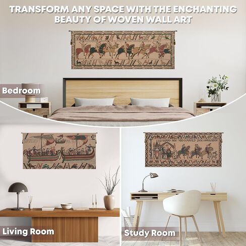 C Charlotte Home Furnishings Inc Bayeux William's Troops Belgian Tapestry Wall Hanging | Viscose Cotton and Polyester Blend Wall Art | 22 in. x 60 in | Home Decor Accents in Saudi Arabia