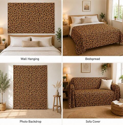 SparkLia Boho Leopard Print Tapestry, Aesthetic Cheetah Print Wall Hanging for Bedroom Living Room Dorm Decor - 51.2" x 59.1" in Kuwait