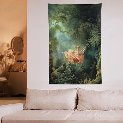 جان أونور Fragonard The Swing لوحة فنية شهيرة عالميًا، صورة مطبوعة، لوحة فنية جدارية من البوليستر، هدية ديكور منزلي، 40 بوصة × 60 بوصة in Kuwait