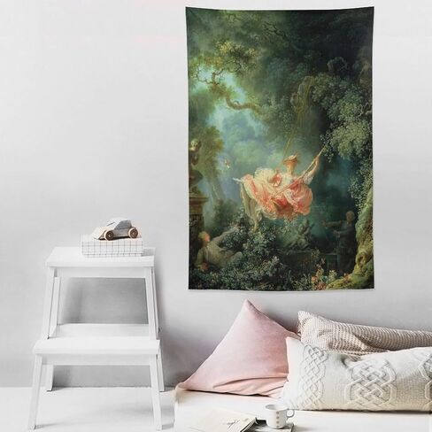 جان أونور Fragonard The Swing لوحة فنية شهيرة عالميًا، صورة مطبوعة، لوحة فنية جدارية من البوليستر، هدية ديكور منزلي، 40 بوصة × 60 بوصة in Kuwait