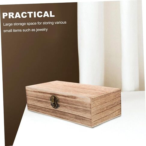 Baluue Rustic Wooden Jewelry Box Organizer Case Multi Functional Storage Container for Earrings Rings Necklaces Compact Lightweight Vintage Trinket Chest in Kuwait