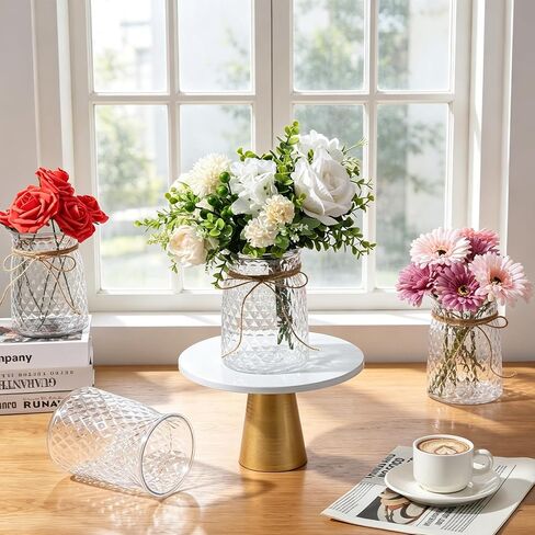 6 Pcs 4.3 in Caliber Plastic Vases Bulk for Centerpieces Table 6.3 in Height Plastic Flower Bud Vases Bulk with Twines Ropes for Wedding Reception Dining Table Home Decoration in Saudi Arabia