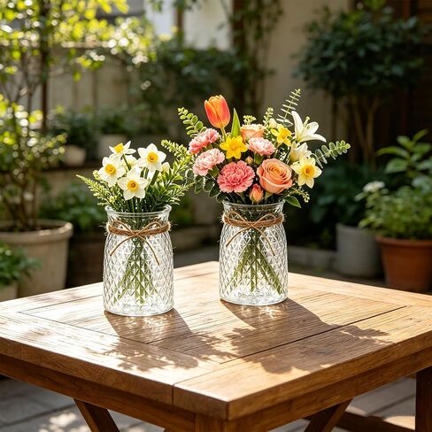 6 Pcs 4.3 in Caliber Plastic Vases Bulk for Centerpieces Table 6.3 in Height Plastic Flower Bud Vases Bulk with Twines Ropes for Wedding Reception Dining Table Home Decoration in Saudi Arabia