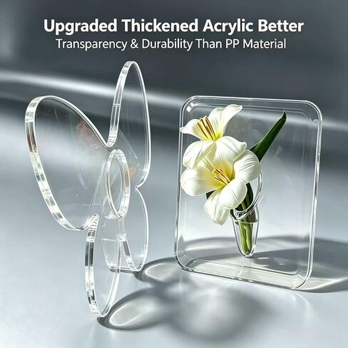 AZY 2-Piece Clear Acrylic Book Vase Set, Book & Butterfly Floral Holder, Unique Flower Vase, Decorative Frame Design, Modern Home Decor for Shelf, Office & Living Space in Saudi Arabia
