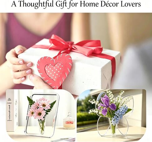 AZY 2-Piece Clear Acrylic Book Vase Set, Book & Butterfly Floral Holder, Unique Flower Vase, Decorative Frame Design, Modern Home Decor for Shelf, Office & Living Space in Saudi Arabia