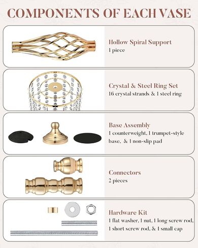 10 Pcs 21.5" Tall Gold Centerpieces for Table, Open Lattice Midsection Trumpet Base Vase Stands with Hanging Crystals, Metal Flower Holders for Wedding Receptions,Parties & Event Decor in Saudi Arabia