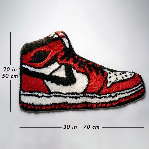Sneaker Rug - Jordan 4 Rug - 30" X 20" Soft Microfiber Cute Mat for Aesthetic Room Decor - Vintage Non Slip Hypebeast Rug for Bedroom, Children's Room - Machine Washable Gamer Mat Gift for Boys Stuff in Saudi Arabia