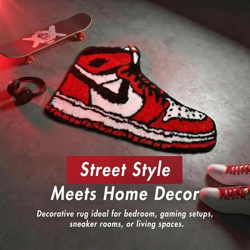 Sneaker Rug - Jordan 4 Rug - 30" X 20" Soft Microfiber Cute Mat for Aesthetic Room Decor - Vintage Non Slip Hypebeast Rug for Bedroom, Children's Room - Machine Washable Gamer Mat Gift for Boys Stuff in Saudi Arabia