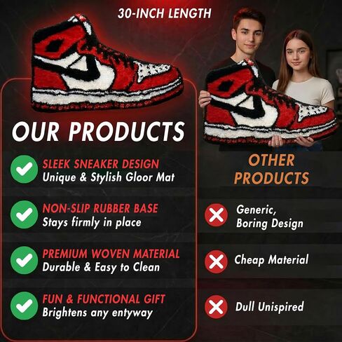 Sneaker Rug - Jordan 4 Rug - 30" X 20" Soft Microfiber Cute Mat for Aesthetic Room Decor - Vintage Non Slip Hypebeast Rug for Bedroom, Children's Room - Machine Washable Gamer Mat Gift for Boys Stuff in Saudi Arabia