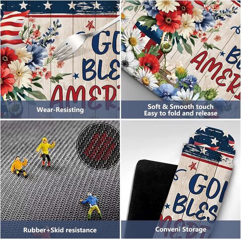 APROPHIC 4th of July Bathroom Mat for Decor,Floral Star Plank Bath Rug, Independence Day Non-Slip Rubber Backing, Absorbent Quick-Drying Floor Mat, Ultra-Thin Fit Under The Door, 17x24 in,Blue Red in Saudi Arabia