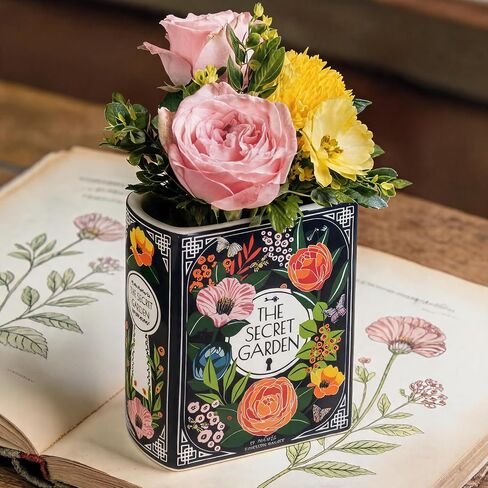 Book-Shaped Decorative Planter Pot - Unique Plant Vase & Bookshelf Desktop Office Decor for Book Lovers|Ceramic Planter with Drainage| Gift for Plant Lovers, Home Decor Enthusiasts in Saudi Arabia