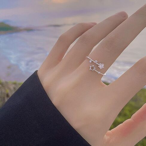 Silver Star Dainty Ring for Women Cubic Zirconia Open Ring for Daily Wear & Party in Kuwait