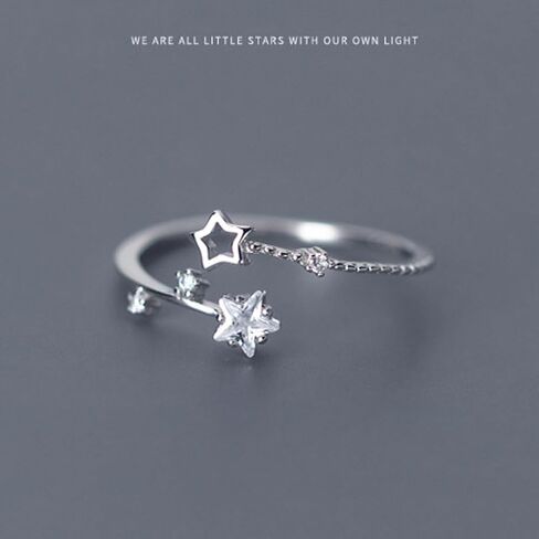 Silver Star Dainty Ring for Women Cubic Zirconia Open Ring for Daily Wear & Party in Kuwait