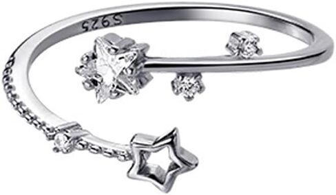 Silver Star Dainty Ring for Women Cubic Zirconia Open Ring for Daily Wear & Party in Kuwait