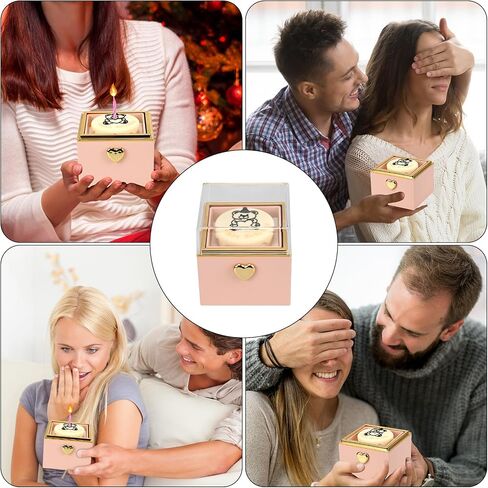 Rotating jewelry box, pop-up surprise gift box, romantic birthday surprise rotating necklace and ring box, Valentine's Day, birthday, anniversary, wedding gift (Pink) in Saudi Arabia