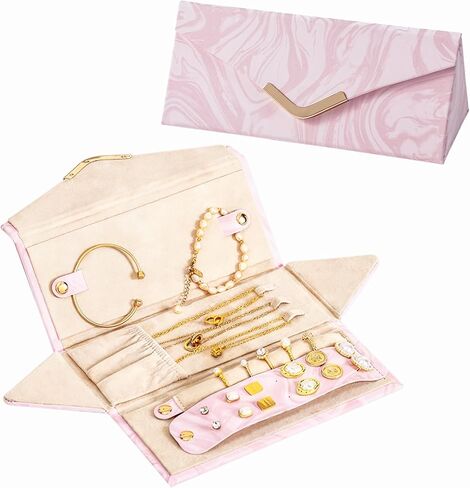 Yoobao Small Jewelry Case for Women Girls, Triangle Jewelry Box Organizer, Foldable Storage Case for Necklaces Earrings Rings Bracelets, Travel Essentials, Ideal Present for Birthday in Saudi Arabia