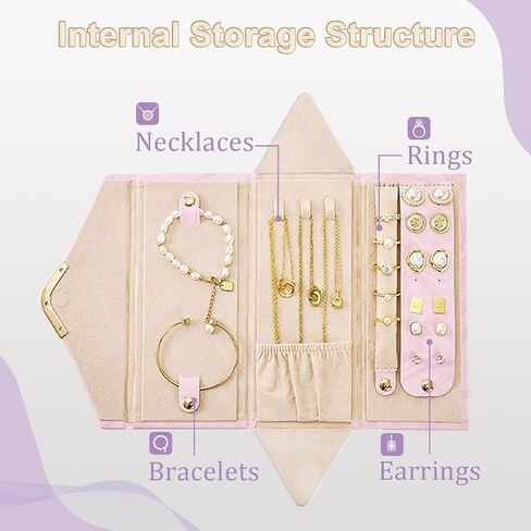 Yoobao Small Jewelry Case for Women Girls, Triangle Jewelry Box Organizer, Foldable Storage Case for Necklaces Earrings Rings Bracelets, Travel Essentials, Ideal Present for Birthday in Saudi Arabia