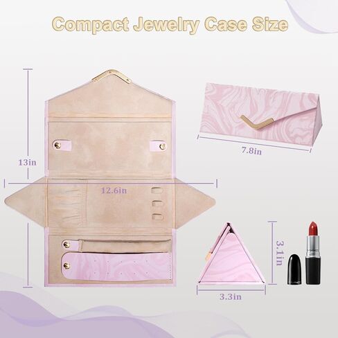 Yoobao Small Jewelry Case for Women Girls, Triangle Jewelry Box Organizer, Foldable Storage Case for Necklaces Earrings Rings Bracelets, Travel Essentials, Ideal Present for Birthday in Saudi Arabia