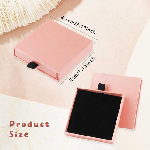 8 Pcs Jewelry Gift Boxes 3.19 * 3.15 * 0.71inch Cardboard Square Small Organizer Storage Box for Necklace Ring Earring Display - Pink in Saudi Arabia