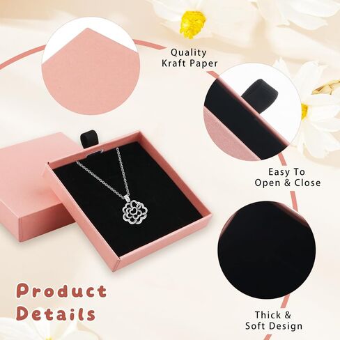 8 Pcs Jewelry Gift Boxes 3.19 * 3.15 * 0.71inch Cardboard Square Small Organizer Storage Box for Necklace Ring Earring Display - Pink in Saudi Arabia