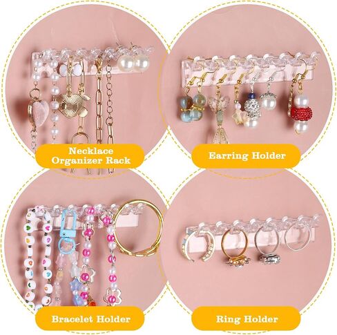 Skrfren 12 Pcs Necklace Holder Self-Adhesive Necklace Organizer Hanging Jewelry Organizer Wall Mounted for Rings Earrings Necklaces Bracelets and Jewelry Display in Saudi Arabia