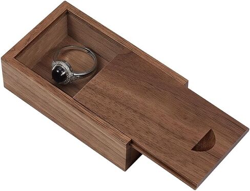 UNICRAFTALE Small Wooden Jewelry Box Trinket Box Coconut Brown Wood Trinket Storage Boxes with Sliding Lid Mini Keepsake Case for Rings Earrings SD Card Rustic Gift Stash 3.15x1.89x0.98 Inch in Saudi Arabia