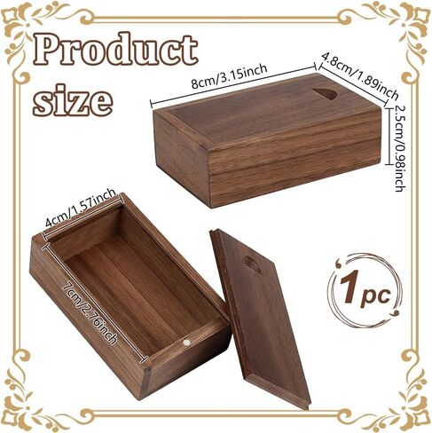 UNICRAFTALE Small Wooden Jewelry Box Trinket Box Coconut Brown Wood Trinket Storage Boxes with Sliding Lid Mini Keepsake Case for Rings Earrings SD Card Rustic Gift Stash 3.15x1.89x0.98 Inch in Saudi Arabia