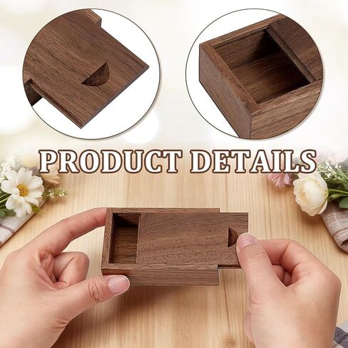 UNICRAFTALE Small Wooden Jewelry Box Trinket Box Coconut Brown Wood Trinket Storage Boxes with Sliding Lid Mini Keepsake Case for Rings Earrings SD Card Rustic Gift Stash 3.15x1.89x0.98 Inch in Saudi Arabia