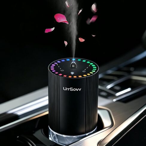 UrrSovv Car Diffuser for Essential Oils Cordless Waterless Battery Operated Car Diffuser Portable 60ML Air Freshener Wireless Diffuser 3 Timers & 3 Mist Levels for Car Home Bedroom Travelling (Black) in Kuwait