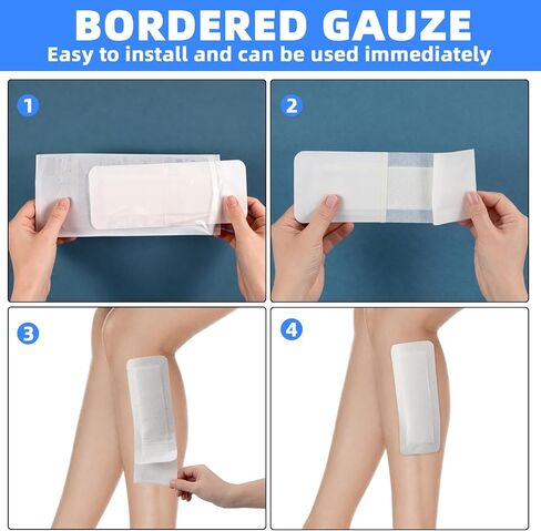 20 PCS Island Dressing 4x10 Inch, Bordered Gauze Wound Bandages, Large Adhesive Bandages, Sterile Bandages for Wound Care, Large Wound Bandages with Adhesive for Various Wounds in Saudi Arabia