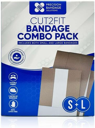 Cut2Fit Adhesive Bandage Combo Pack – Customizable Fabric Bandage Roll (1 Meter Each) – Flexible Wound Dressing with Non-Stick Absorbent Pad – Small & Large Sizes for Home & Travel First Aid in Saudi Arabia