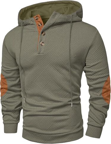 Jmierr Mens هوديز عرضية قطن غير رسمي محكم الأكمام الطويلة نصف زر بلووفرات مزقم in Kuwait