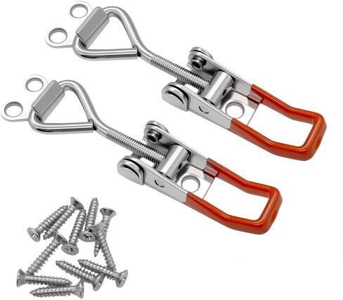 Coytube Toggle Latch Clamp 4001 مع فتحة قفل ، 304 مضربات HASP HASP القابلة للضغط على الفولاذ المقاوم للصدأ لصالح باب صندوق خزانة المدخنين ، سعة القصة 330 رطل (2 عبوة) in Kuwait