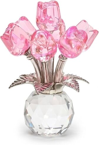 Crystal Colorful Rose Figurine - Rose Flower Gifts for Women - Wedding Party Collectible Figurines in Saudi Arabia