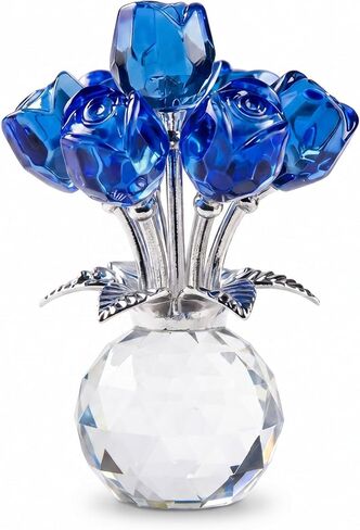 Crystal Colorful Rose Figurine - Rose Flower Gifts for Women - Wedding Party Collectible Figurines in Kuwait