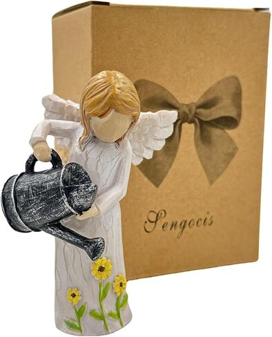 Garden Angel Statue - Hand-Carved Resin Figurine with Watering Can, Small Collectible Decor for Gardeners, Mothers, Teachers - Perfect Birthday/Thank You/Moving Gift in Saudi Arabia