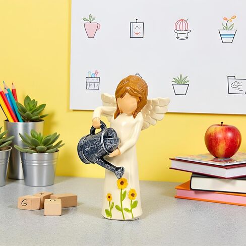 Garden Angel Statue - Hand-Carved Resin Figurine with Watering Can, Small Collectible Decor for Gardeners, Mothers, Teachers - Perfect Birthday/Thank You/Moving Gift in Saudi Arabia