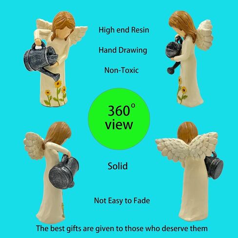 Garden Angel Statue - Hand-Carved Resin Figurine with Watering Can, Small Collectible Decor for Gardeners, Mothers, Teachers - Perfect Birthday/Thank You/Moving Gift in Saudi Arabia